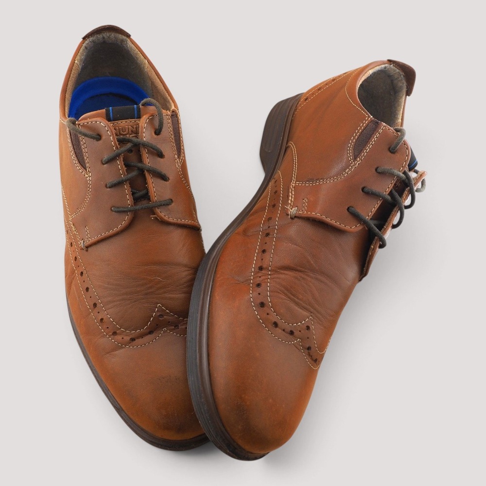 Nunn Bush Mens 84849 221 Cognac Brown Leather Wingtip Dress Shoes Size 9 W